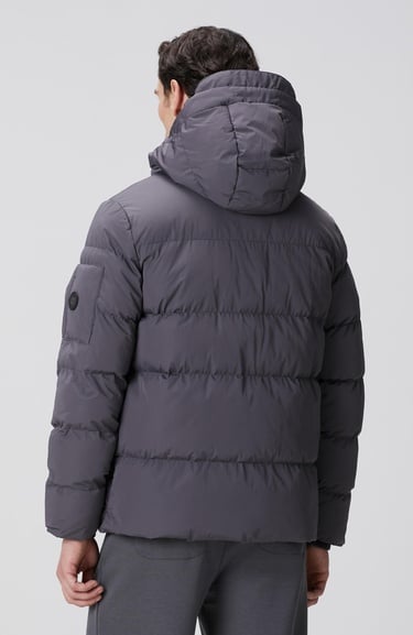  Network Erkek Gri Kapüşonlu Kapitoneli Casual Kaban
