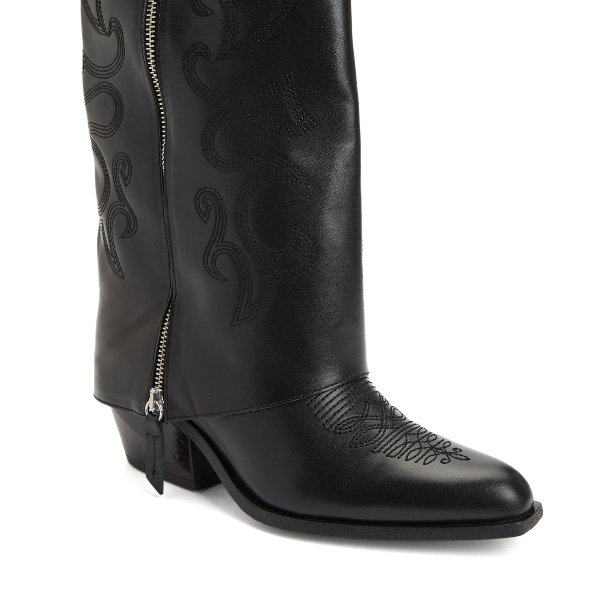 Network Kadın Siyah Desenli Deri Çizme