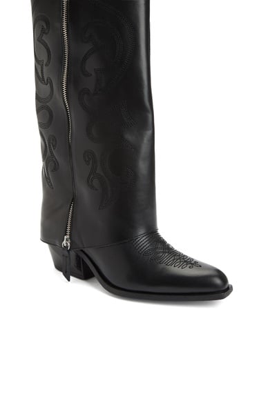  Network Kadın Siyah Desenli Deri Çizme