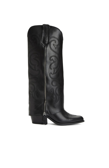  Network Kadın Siyah Desenli Deri Çizme