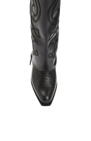  Network Kadın Siyah Desenli Deri Çizme