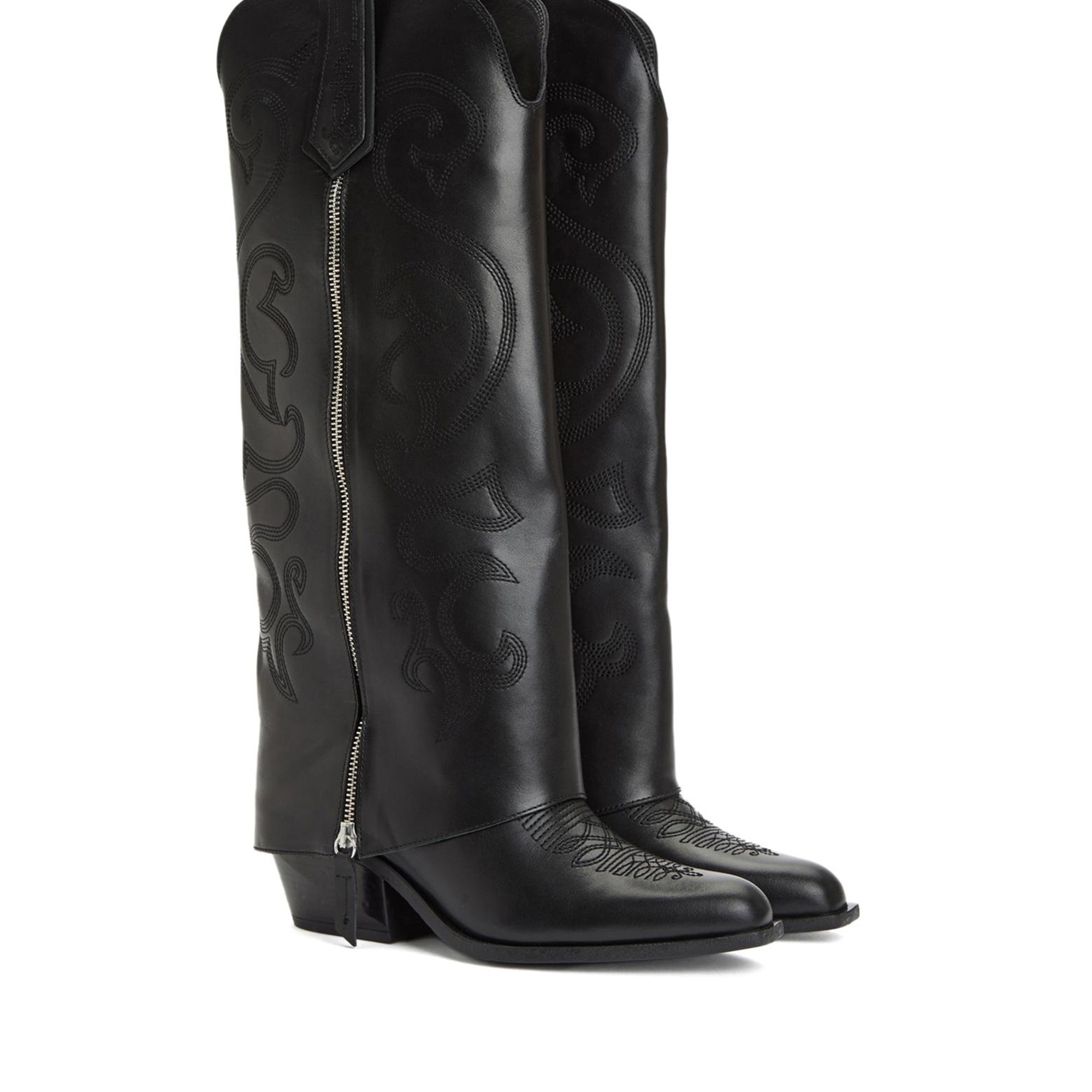 Network Kadın Siyah Desenli Deri Çizme