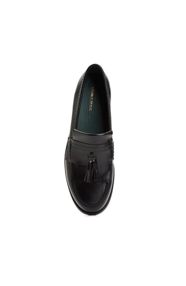  George Hogg Kadın Siyah Püskül Detaylı Deri Loafer
