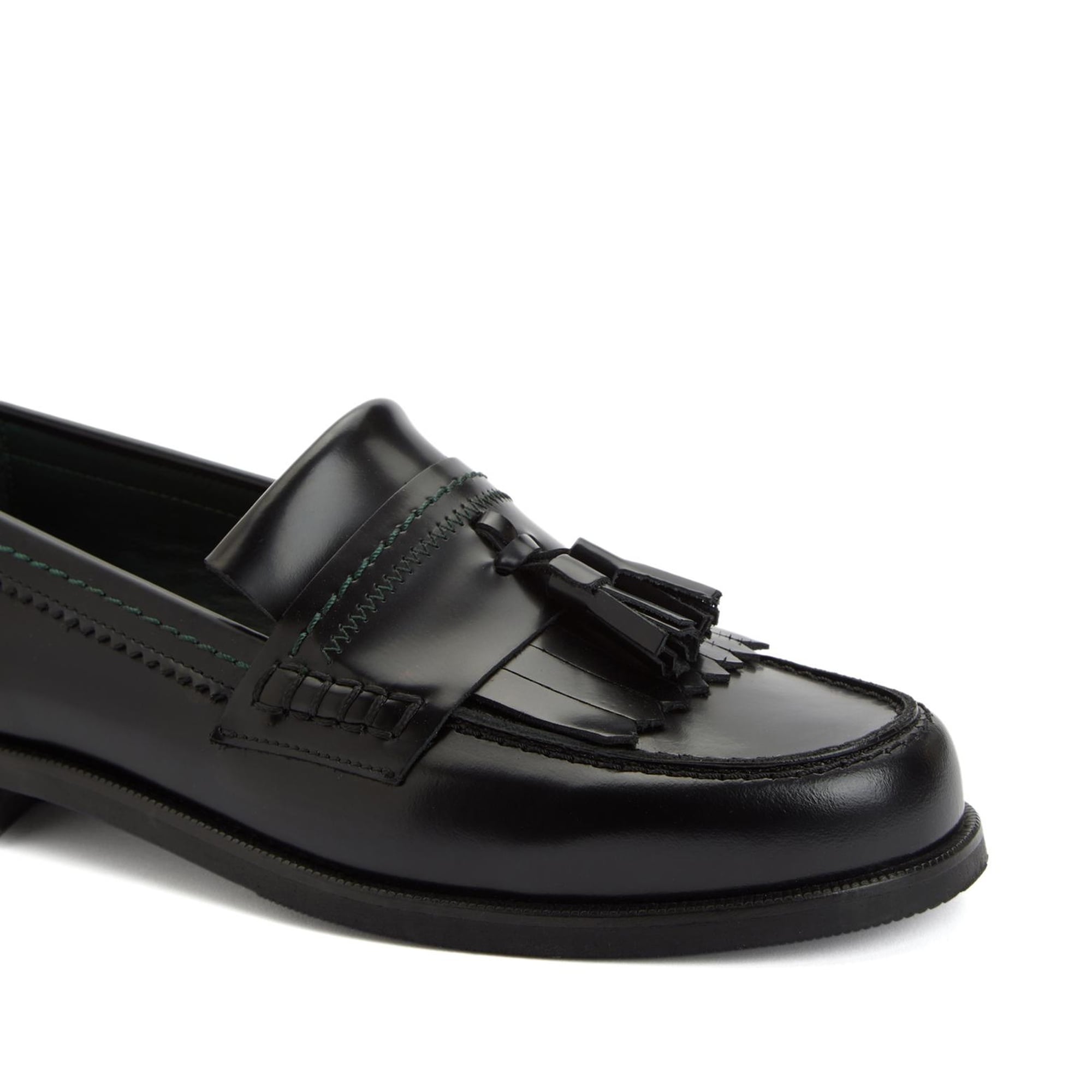 George Hogg Kadın Siyah Püskül Detaylı Deri Loafer