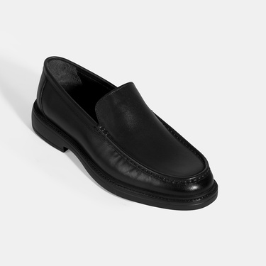  Erkek Siyah Deri Loafer