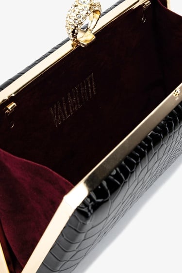  Valmenti Kadın Vegan Siyah Kroko Abiye Çanta