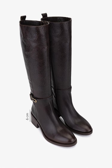  Valmenti Kadın Hakiki Deri Kahverengi Topuklu Çizme