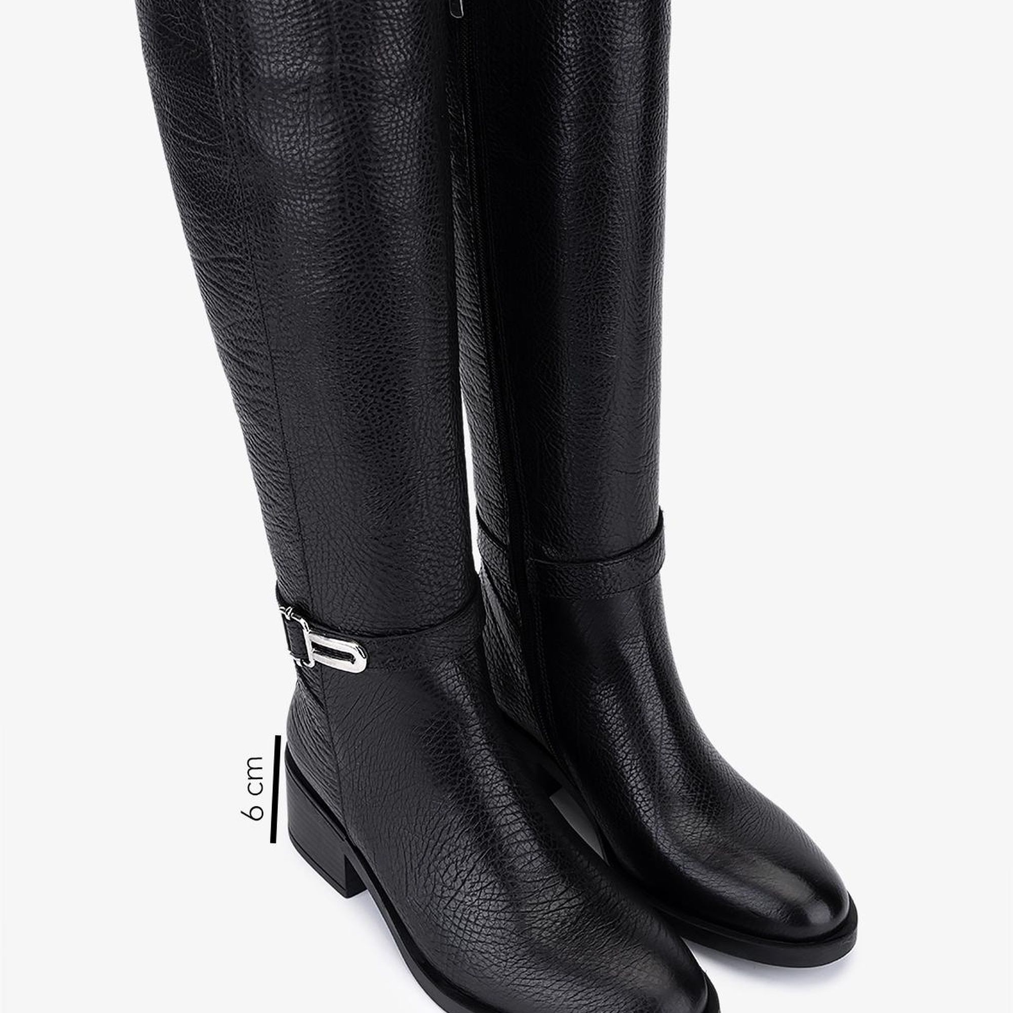 Valmenti Kadın Hakiki Deri Siyah Topuklu Çizme