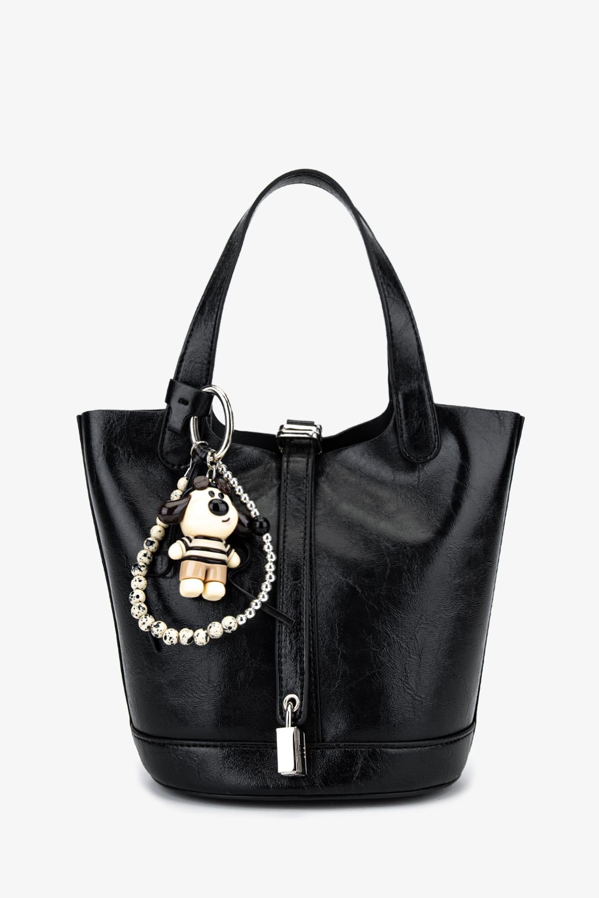  Valmenti Kadın Suni Deri Siyah Omuz Çanta