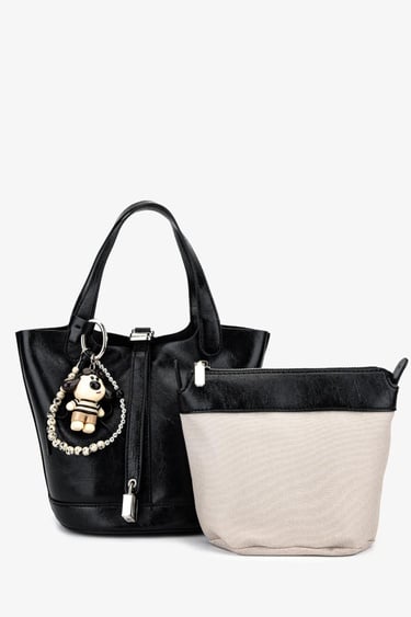  Valmenti Kadın Suni Deri Siyah Omuz Çanta