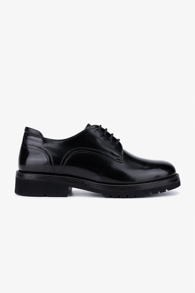  Valmenti Kadın Hakiki Deri Siyah Açma Klasik Ayakkabı