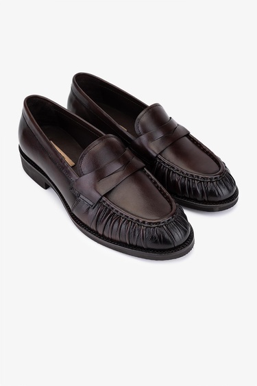  Valmenti Kadın Hakiki Deri Kahverengi Loafer Ayakkabı