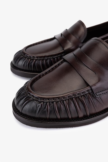  Valmenti Kadın Hakiki Deri Kahverengi Loafer Ayakkabı