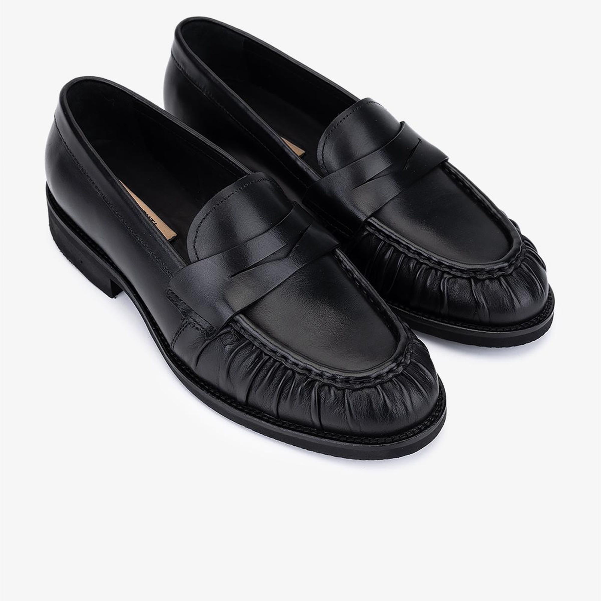 Valmenti Kadın Hakiki Deri Siyah Deri Loafer Ayakkabı