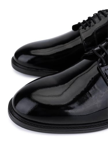  Tamer Tanca Erkek Hakiki Deri Siyah Rugan Klasik Ayakkabı