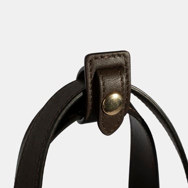  Kadın Koyu Kahve Monogram Logolu Deri Omuz Çantası