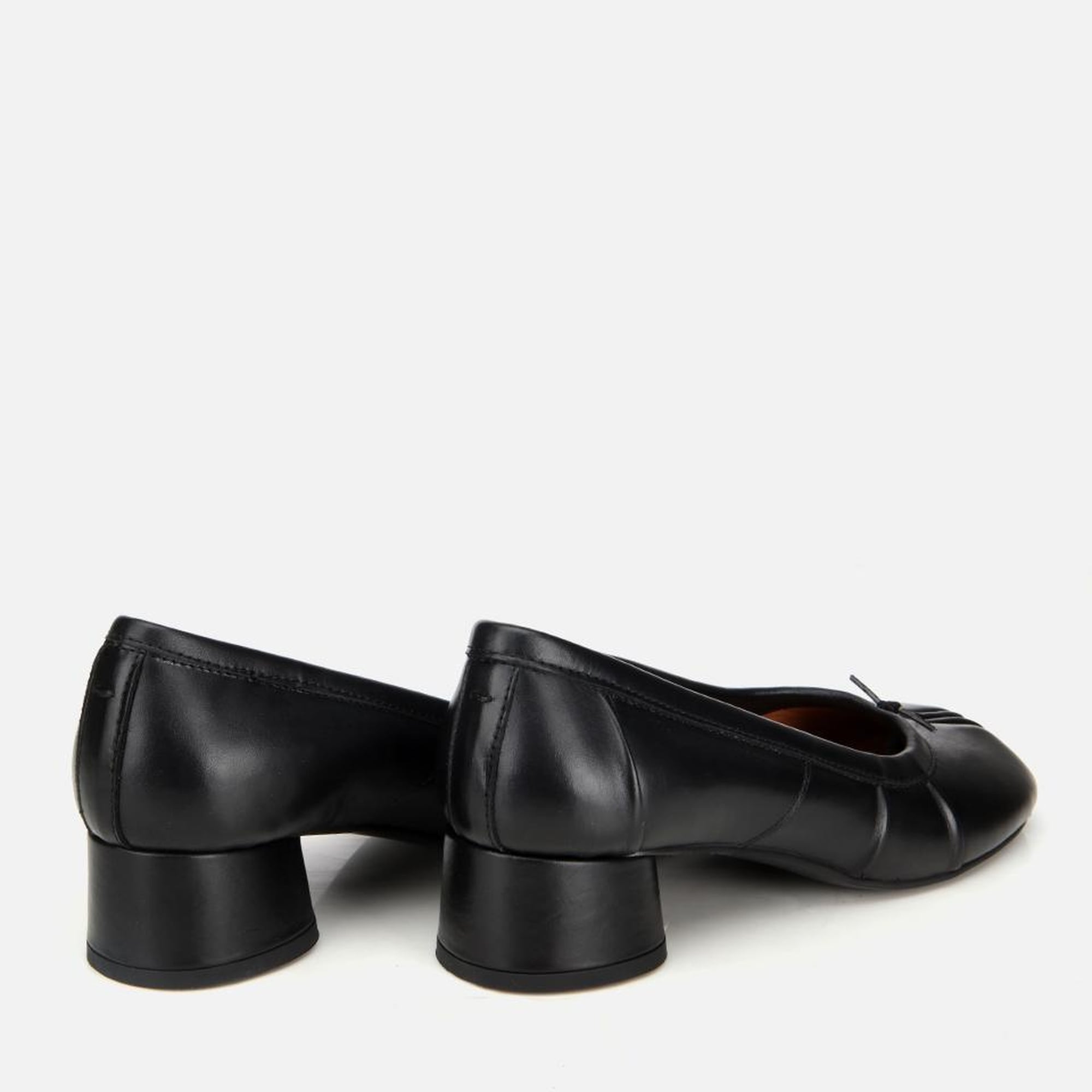 Kadın Deri Siyah Blok Detaylı Kalın Topuklu Ayakkabı