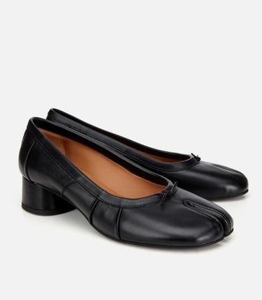  Kadın Deri Siyah Blok Detaylı Kalın Topuklu Ayakkabı