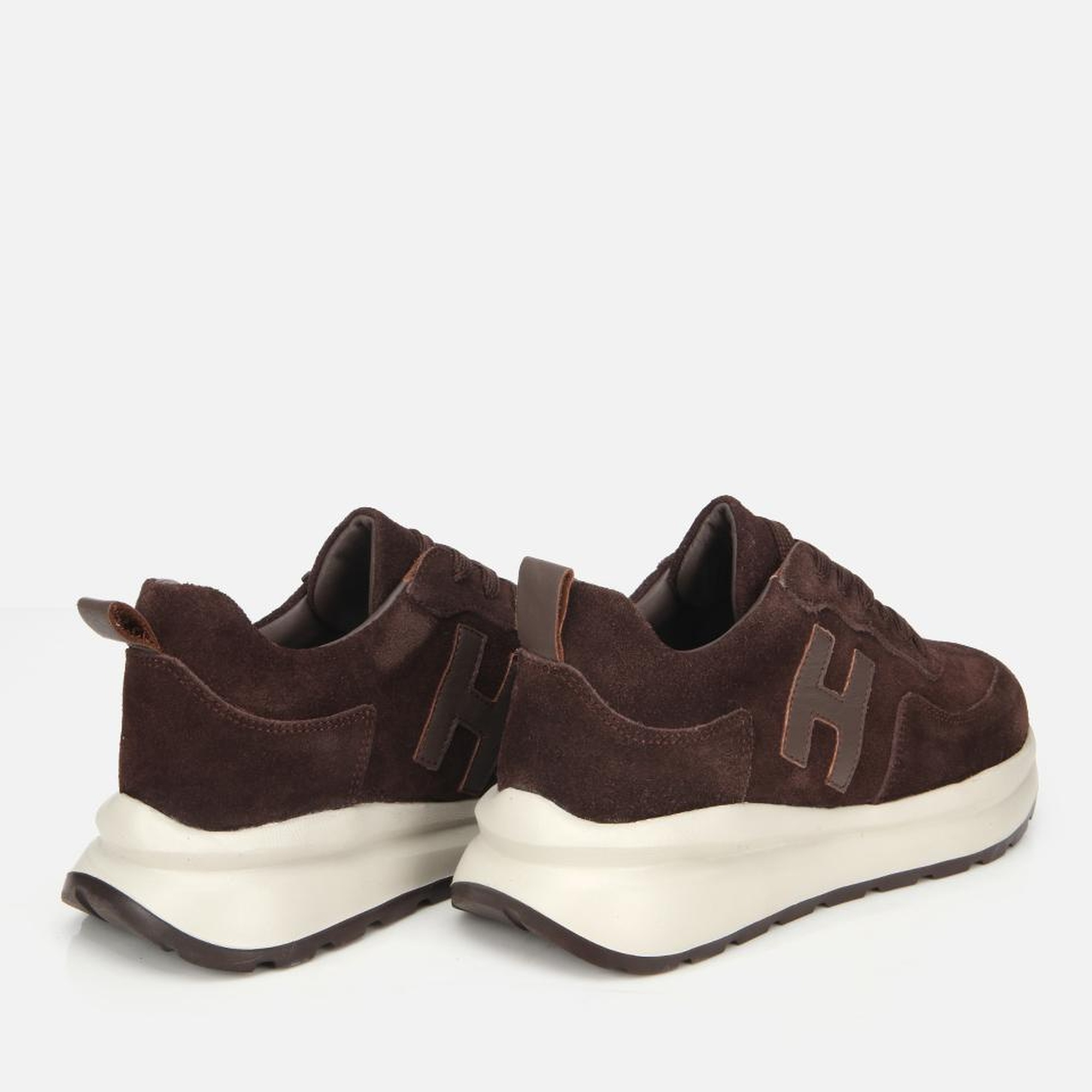 Kadın Süet Deri Kahverengi Kalın Tabanlı Comfort Spor Ayakkabı