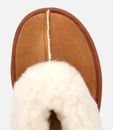  Kadın Süet Taba İçi Kürklü Düz Terlik