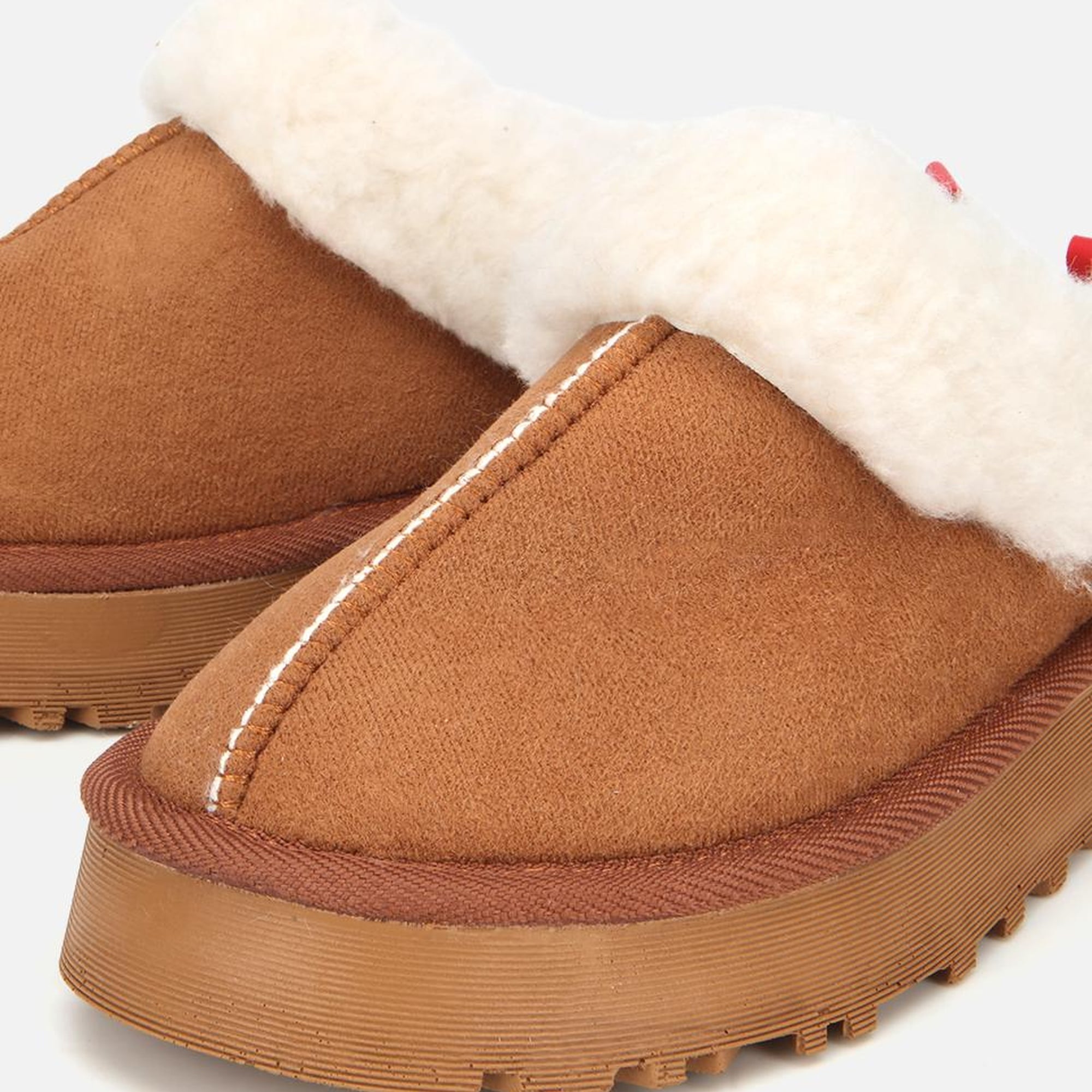 Kadın Süet Taba İçi Kürklü Düz Terlik