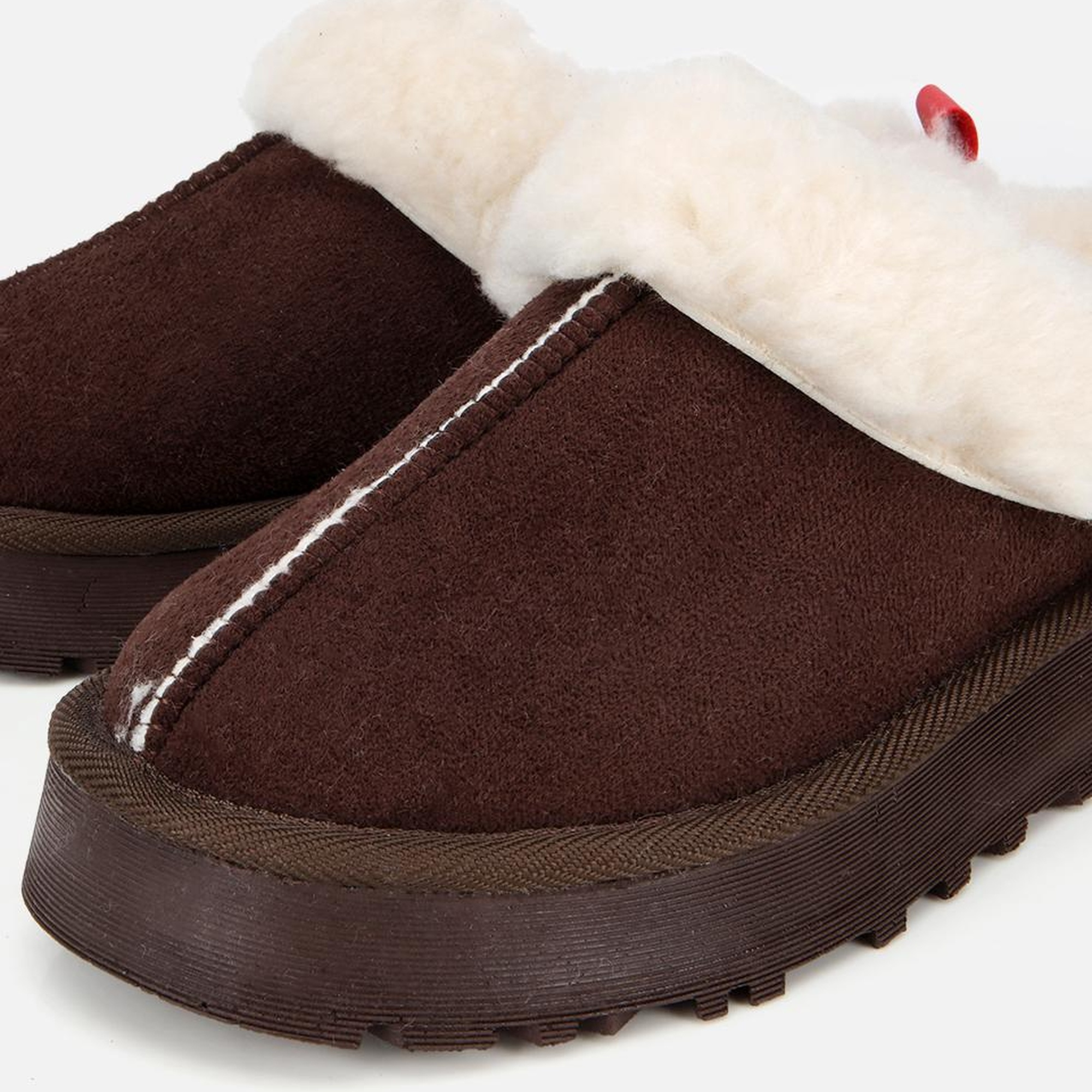 Kadın Süet Kahverengi İçi Kürklü Düz Terlik