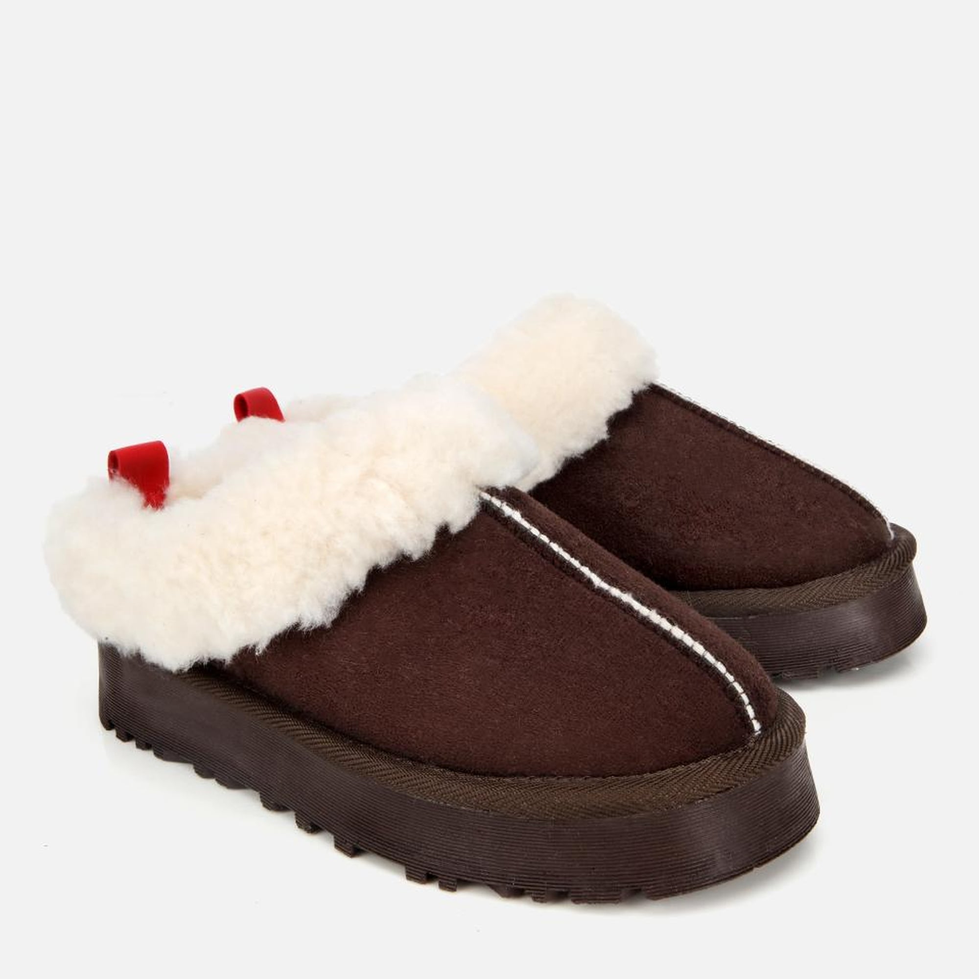 Kadın Süet Kahverengi İçi Kürklü Düz Terlik