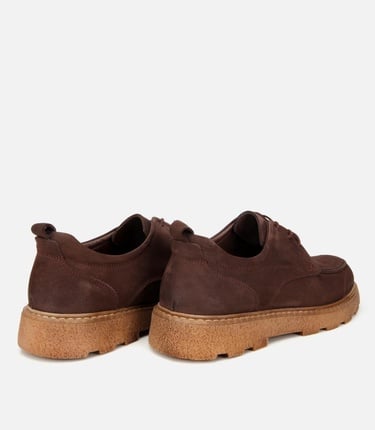  Erkek Nubuk Deri Kahverengi Kalın Tabanlı Günlük Ayakkabı