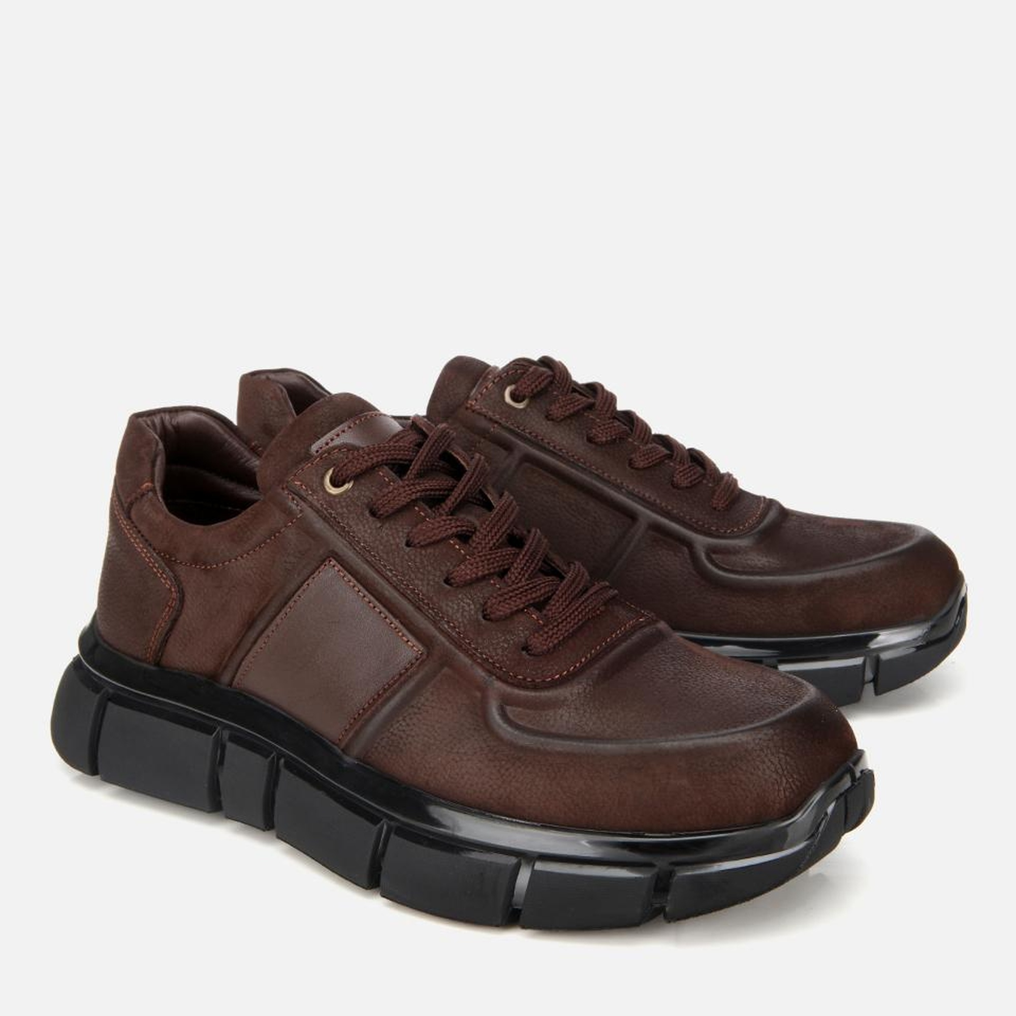 Erkek Nubuk Deri Kahverengi Kalın Tabanlı Spor Ayakkabı