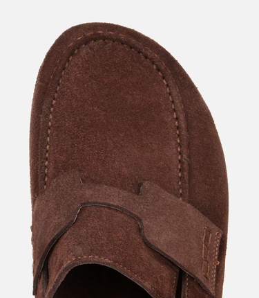  Erkek Süet Deri Kahverengi Düz Terlik