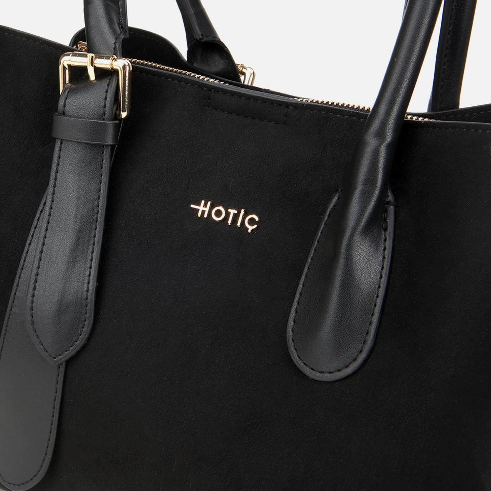 Kadın Süet Siyah Kemer Detaylı Omuz Çantası