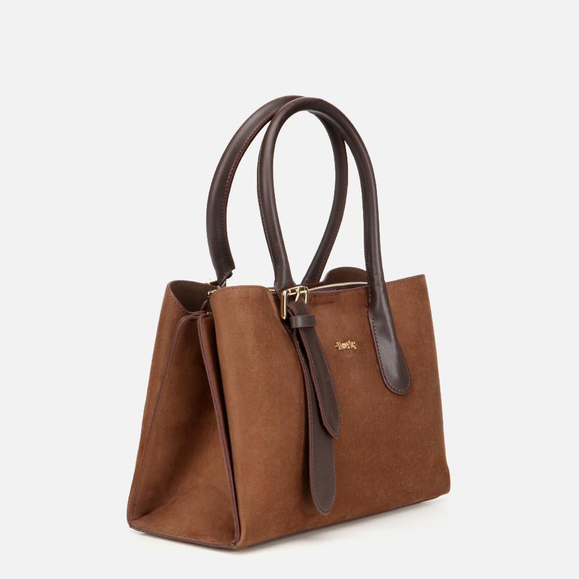 Kadın Süet Taba Kemer Detaylı Omuz Çantası