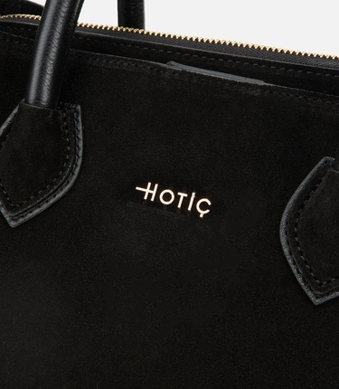  Kadın Süet Deri Siyah Tote Çanta