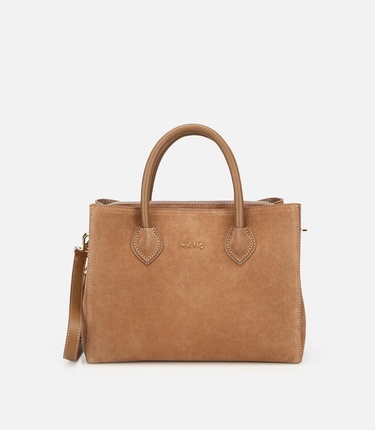  Kadın Süet Deri Bej Tote Çanta