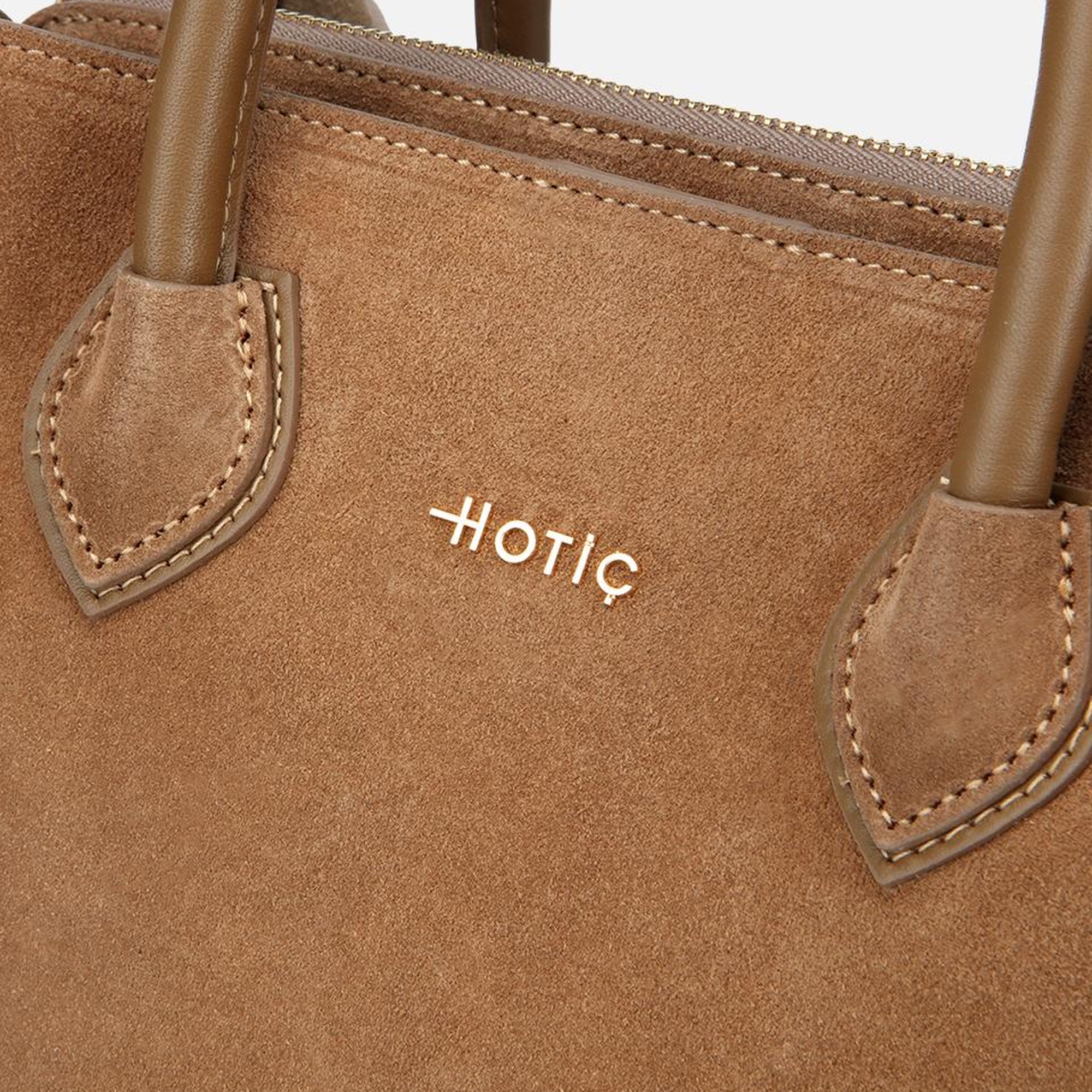 Kadın Süet Deri Bej Tote Çanta