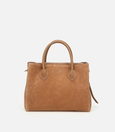 Kadın Süet Deri Bej Tote Çanta