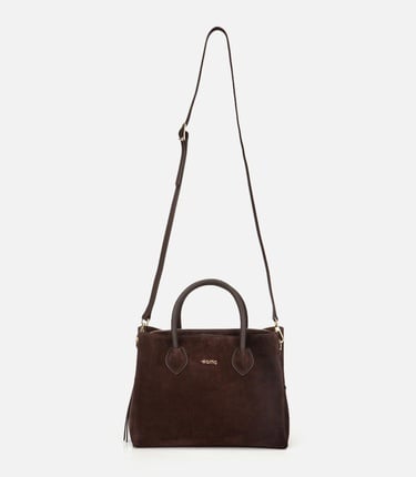  Kadın Süet Deri Kahverengi Tote Çanta