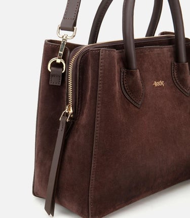  Kadın Süet Deri Kahverengi Tote Çanta