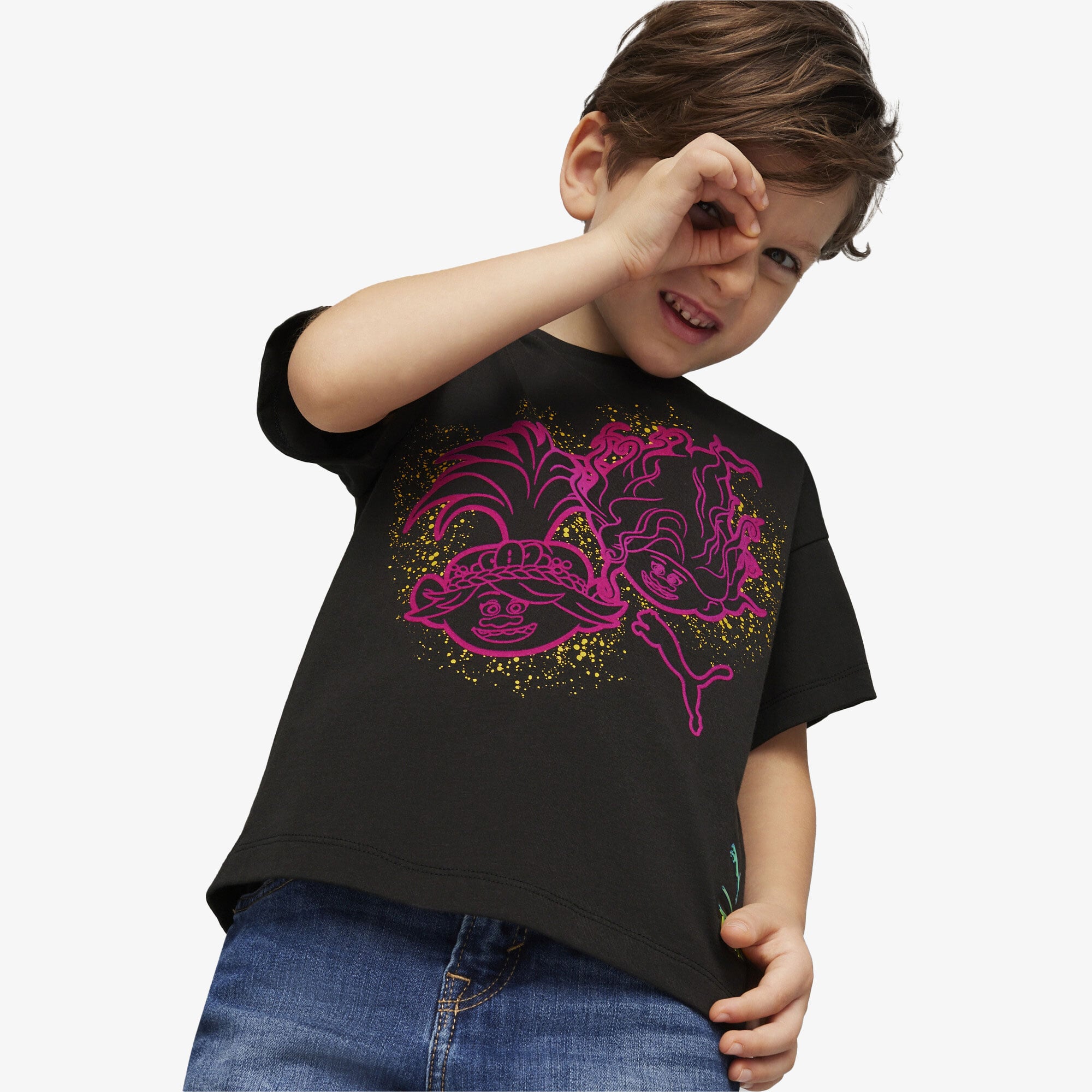  Puma X Trolls Graphic Çocuk Siyah T-Shirt
