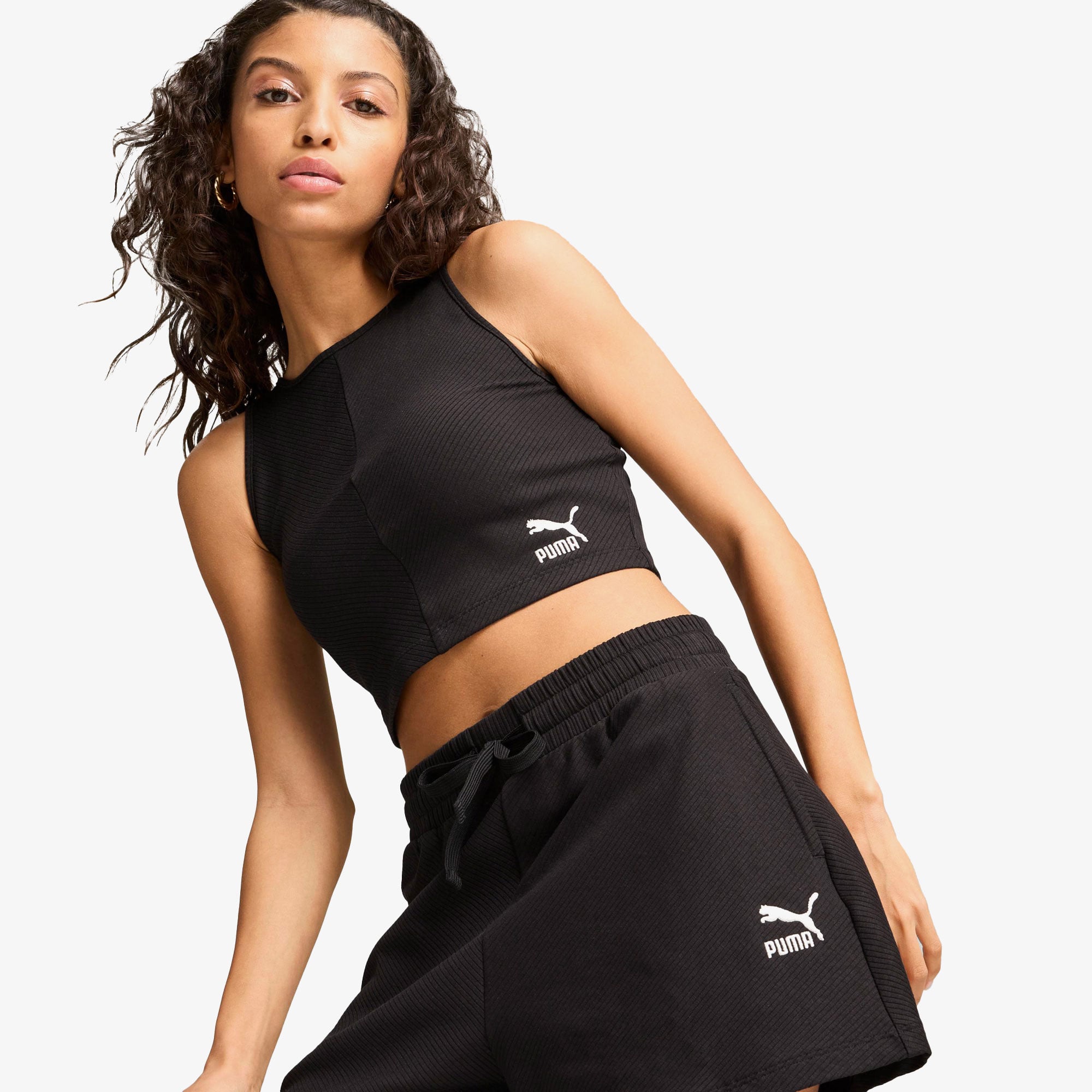  Puma Classıcs Ribbed Crop Top Kadın Siyah T-Shirt