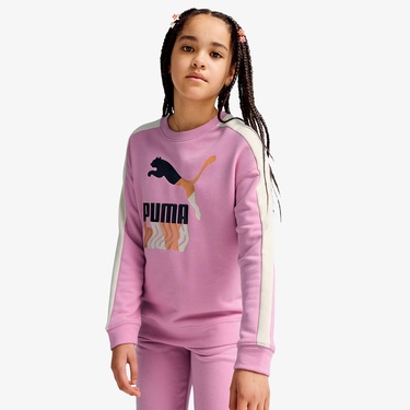  Puma T7 Crew Tr Çocuk Pembe Sweatshirt