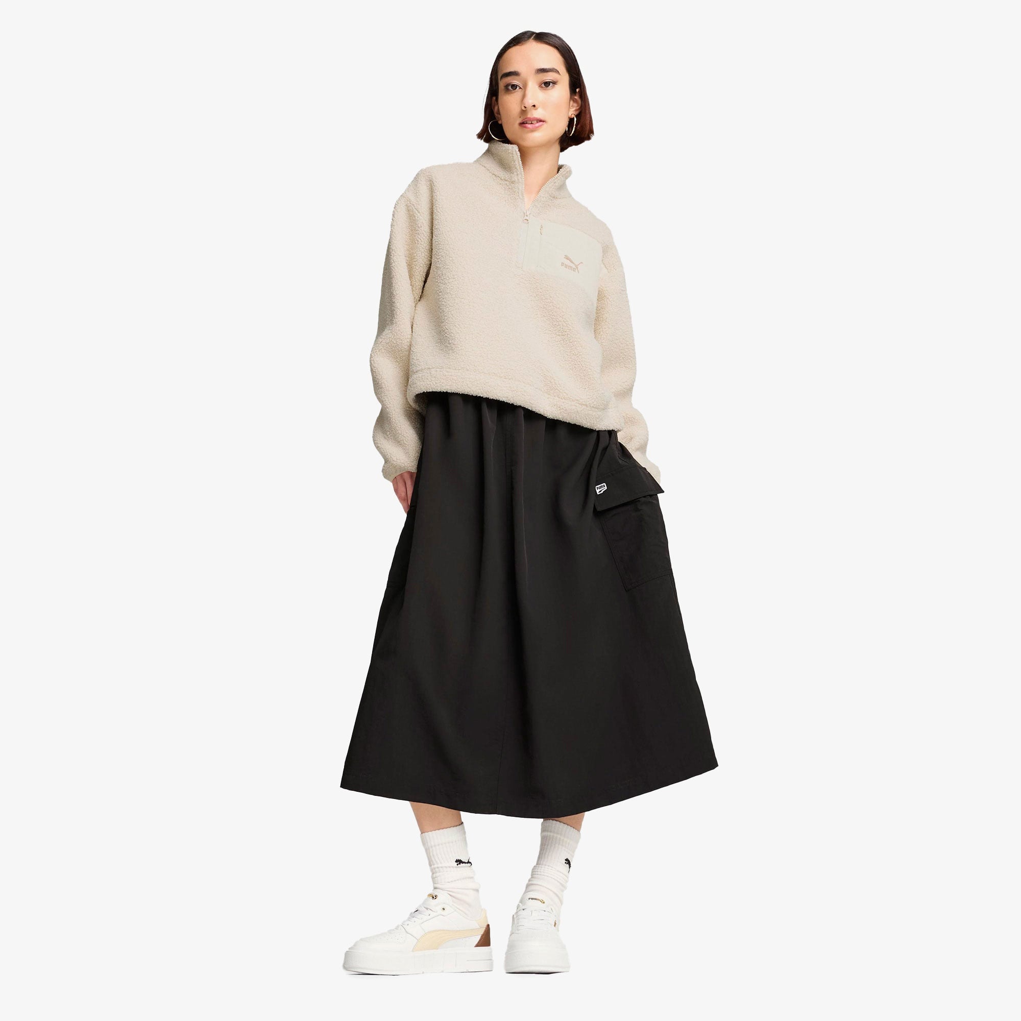 Puma Classics Winterized Half-Zip Kadın Krem Polar Sweatshirt