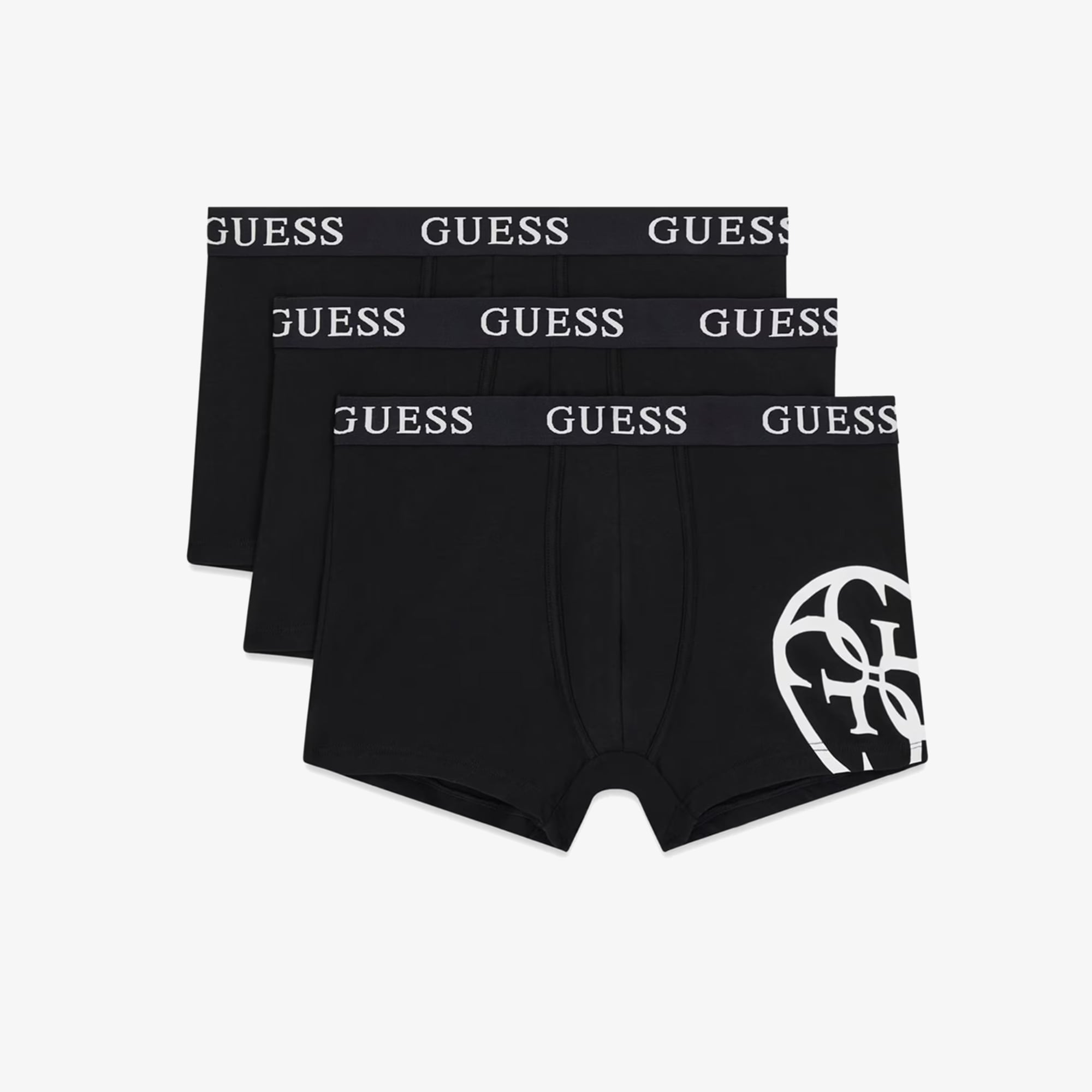  Guess Placed Logo Tr Lightetch 160 Erkek Siyah 3'Lü Boxer Paketi
