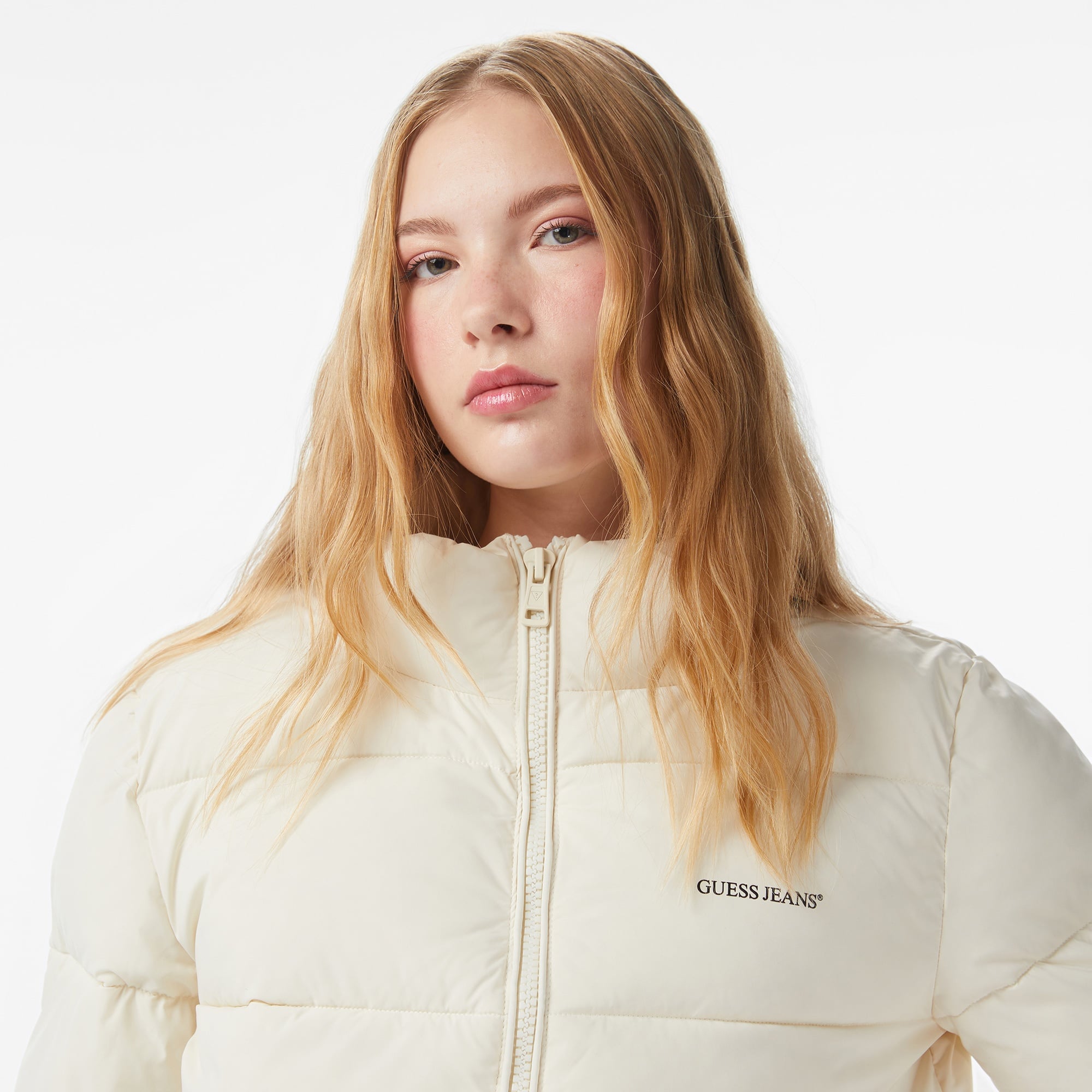 Guess Lenght Puffer Kadın Krem Mont