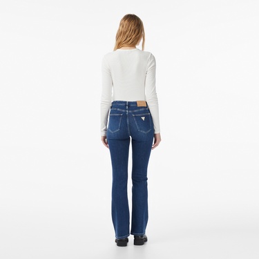  Guess Coated Kaşmir Karışımlı Skinny Fit Kadın Mavi Jean