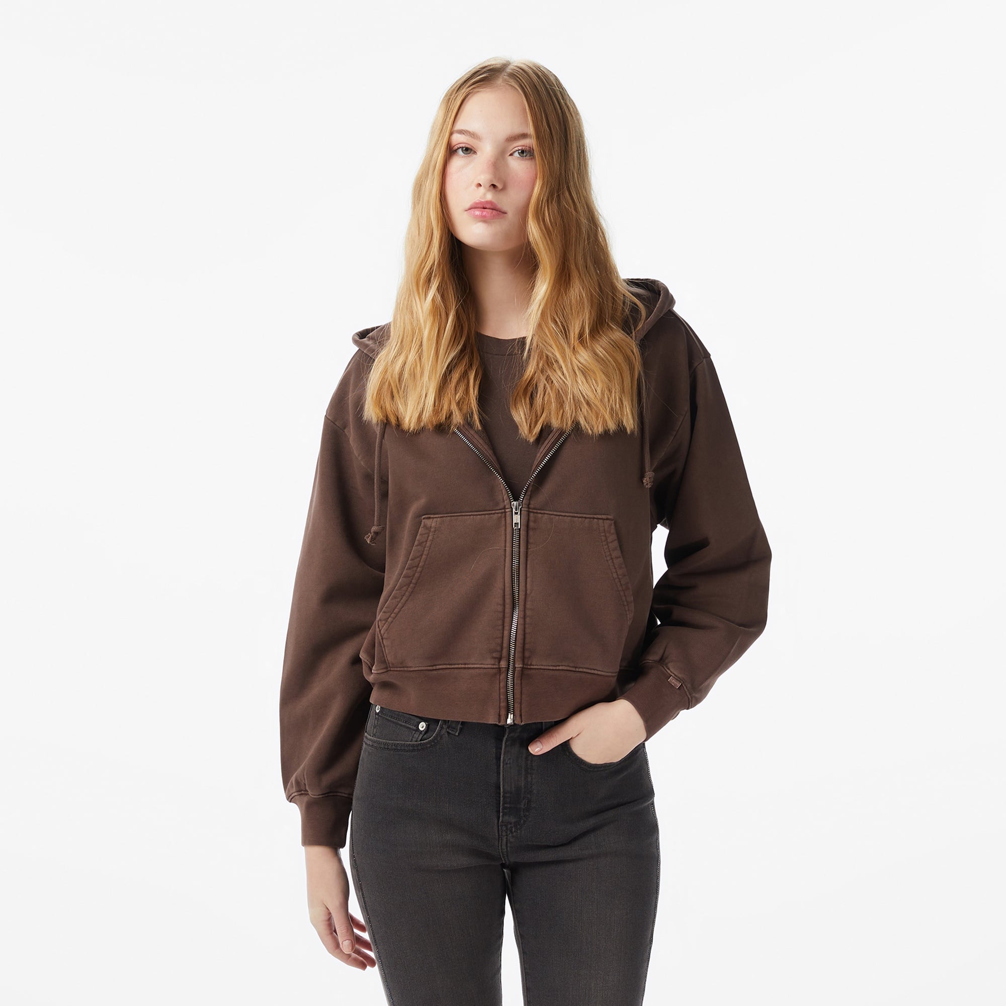 Levi'S Heritage Full Zip Kadın Kahverengi Sweatshirt