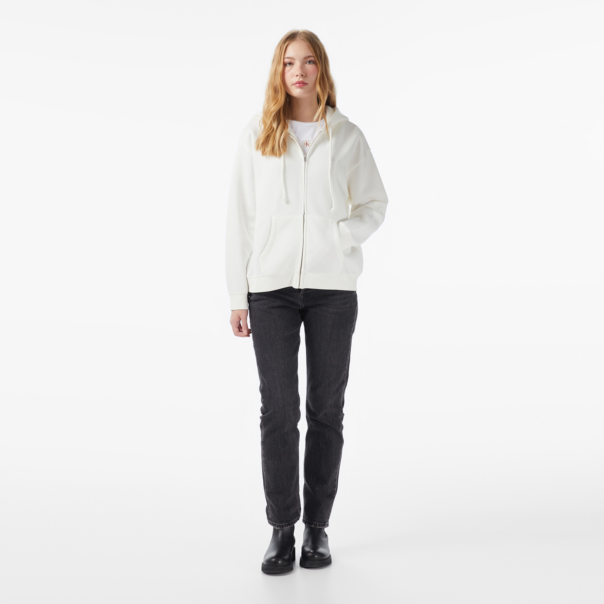 Levi'S Everyday Zip Swizzle Kadın Beyaz Sweatshirt
