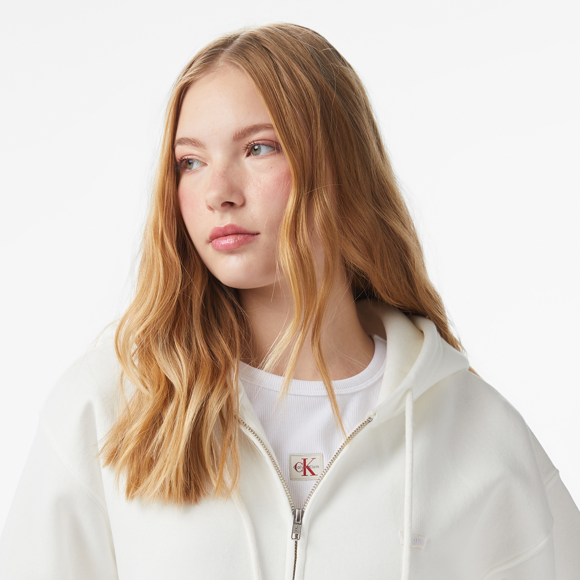 Levi'S Everyday Zip Swizzle Kadın Beyaz Sweatshirt