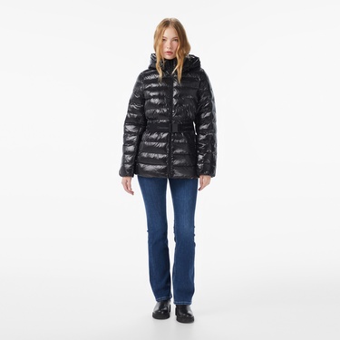  Calvin Klein Belted Lightweight Puffer Kadın Siyah Ceket