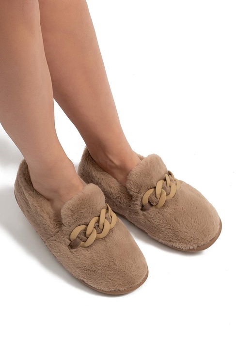  Angel Kadın Peluş Ev Ayakkabısı Bej 37/41